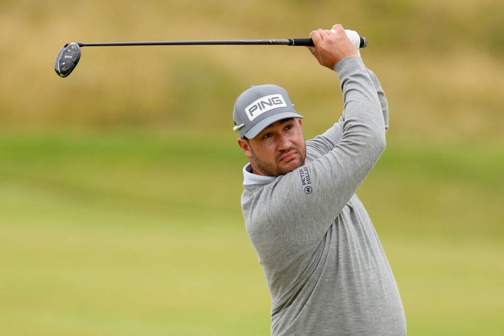 Thriston Lawrence of South Africa plays his second shot on the sixth hole during day three of The 152nd Open